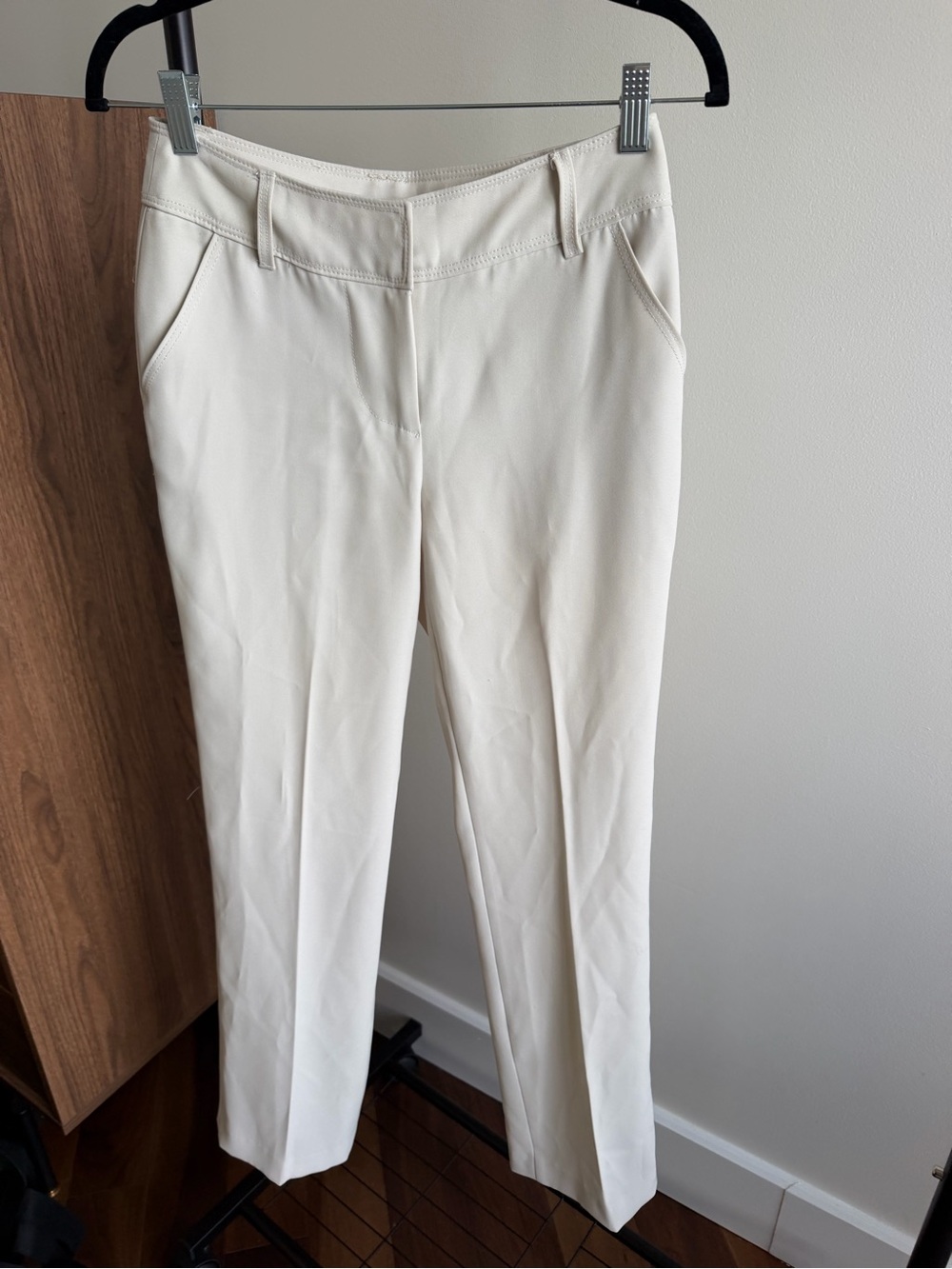Y2K Nicole Benisti Cream Mid-Rise Tailored Trousers Pants Size 2